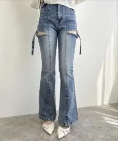 【新品】INGNI サイドスリット付き フレアデニム Mサイズ
