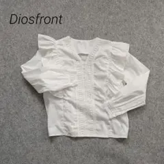Diosfront ディオスフロント ☆ 長袖ブラウス フリル ピンタック 白のサムネイル