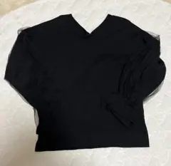 GALENA袖チュールVネックカットソー