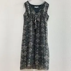 美品✨ノースリーブ　ワンピース　チュニック　柄　グリーン　キレイめ　シアー
