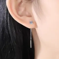 R17 クリアストーン チェーンピアス ロングタイプ 上品 パーティ 結婚式02