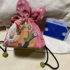 ディズニーリゾート　ミニーちゃん和柄ミニ巾着袋とディズニーホテルミラー