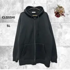 クロッシー　裏ボアジップアップパーカー　フーディー　シンプル　大きいサイズ　5L