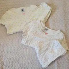 116cm Petit Bateau 半袖パジャマセット 2点 ドット ハート柄