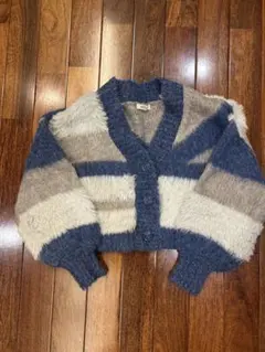 earth アース　ストライプ カーディガン　ふわふわ