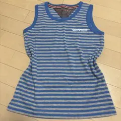 CONVERSE ボーダー タンクトップ M ブルー