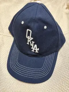 OKLA 刺繍ロゴ ネイビーキャップ 古着 オクラホマ