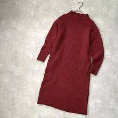 【バンヤードストーム】ニットワンピース/1/M相当/レッド/ケーブル編み/長袖