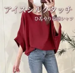【体型カバー&ひんやり冷感⭐︎】Tシャツ　アイスシルクタッチ ゆったりのサムネイル