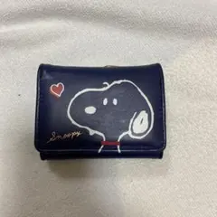 スヌーピー 三つ折り財布 ネイビー