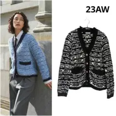 エストネーション 23AW 定価3.5万 ツィードニットジャケット 黒のサムネイル