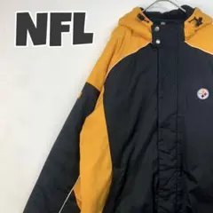 672 NFL スティーラーズ　刺繍　ビッグロゴ　切替　ナイロン　ジャケット　黒のサムネイル