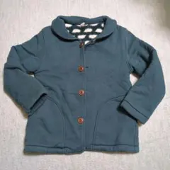 ダークグリーン ボタン付きフリース裏地コート