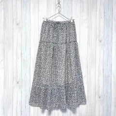 【LOWRYSFARM】ロングフレアスカート ヒョウ柄 ウエストゴム フリー