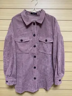 新品　未着用　アウター　ピンク　コーデュロイ　　　オーバー　くすみ　秋服　冬服