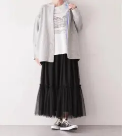 【美品】アメリカンホリック ティアードチュールスカート 黒 Mサイズ