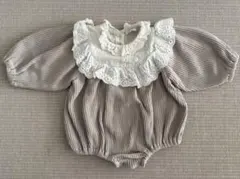 bebeholic ワッフルロンパース ベージュ