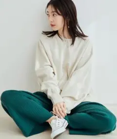 美品☆vis☆こなれダメージ加工裏毛プルオーバー☆ベージュ系☆アイボリー