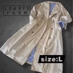 LOWRYS FARM ベージュ ノーカラー　コート L リバーシブル　薄手