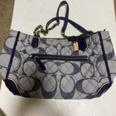 COACH キルティング ショルダーバッグ ネイビー