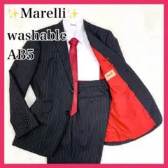 ✨ 洗える ✨ マレリー スーツ セットアップ イタリア 裏地レッド 黒 AB5