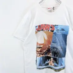 US古着 JAWS ジョーズ ビッグプリント ムービーTシャツ 白 XL
