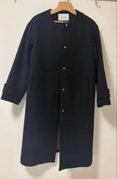 green label relaxing ノーカラーロングコート 黒 XS