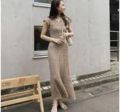 RANDEBOO クロシェニット マーメイドニットワンピース