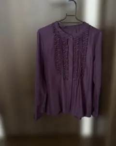 untitled フリル長袖シャツ　パープル