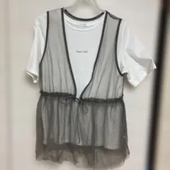 GLOBAL WORK チュールベスト付きTシャツのサムネイル