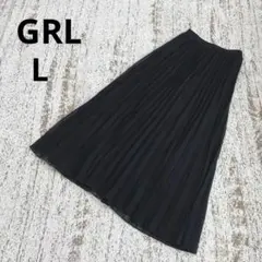 グレイル プリーツロングスカート M 黒 無地 ウエストゴム シンプル