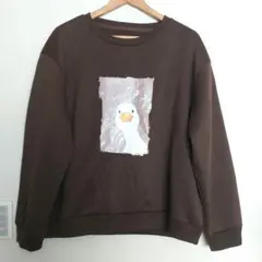 SHEIN アヒルプリント トレーナー L ブラウン