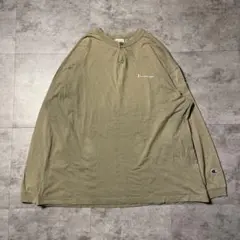 希少 Champion ヘンリーネック 長袖カットソー オリーブ