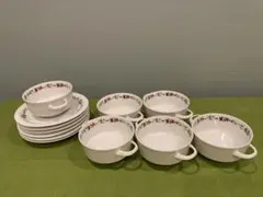 Arzberg アルツベルク ドイツ製 スープカップ&ソーサー 6客 ローズ柄のサムネイル