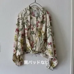 一点物✨ジャケット風 花柄ブラウス　レトロ　短丈 ナイガイ M ヴィンテージのサムネイル