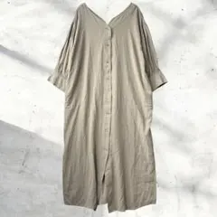 KBFケービーエフプラス Vネック シャツワンピース F ロング a5403B