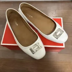 【美品】お値下げ　COACH ホワイト ドライビングシューズモカシン箱付24cm