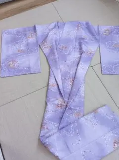 洗える　薄紫色 花柄 小紋 袷着物