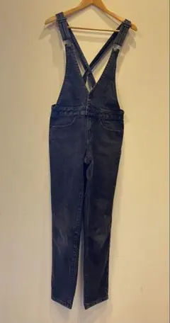 GU ブラックデニム　サロペット　サスペンダーオーバーオール M