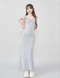 Darich ギンガムジャガードニットロングワンピース