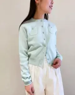 CABaN コットンカシミヤ クルーネックカーディガン ライトブルー