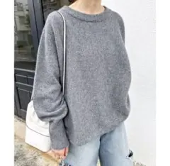 Spick & Span ドルマンロングリブニット（グレー）