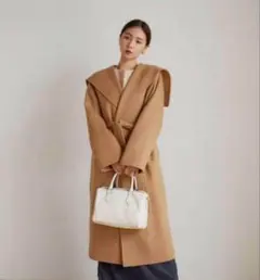 【美品・良品】 キャメル フード付き ロングコート