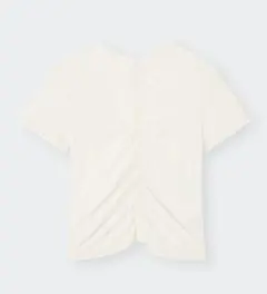 【新品タグ付】GU オフホワイト シアーギャザー 半袖Tシャツ XXLサイズ