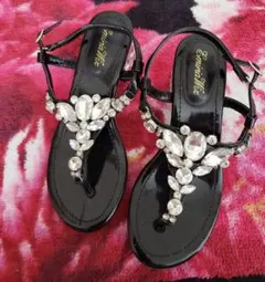 ビジューローヒールサンダルSサイズ