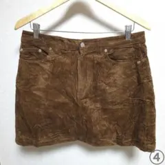 大人可愛い 【XL】 ブラウン コーデュロイ ミニスカート ミニ丈 スカート