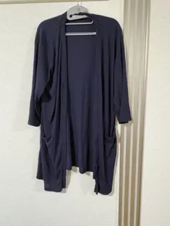 ネイビー ロングカーディガン ポケット付き 大きいサイズ（3L相当）