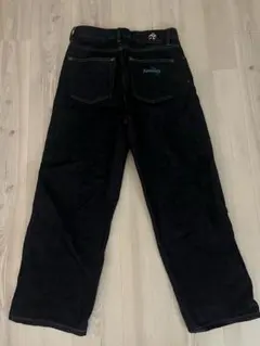 ANTIMID デニム　バギーパンツ ブラック Lサイズ y2k ストリート ANTIMID デニムバギーパンツ ブラック Lサイズ ペイントy2kストリート