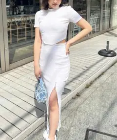 【新品未使用】SPIRALGIRLサイドカットZIPスリットタイトリブワンピース