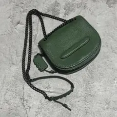 極美品✨️超希少 コーチ ショルダーバッグ チェーン ミニ ペブル レザー 緑